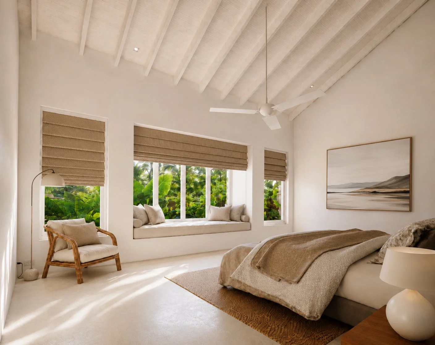 Coconut Grove villa bedroom with window seat - Mihiripenna, Thalpe, Sri Lanka