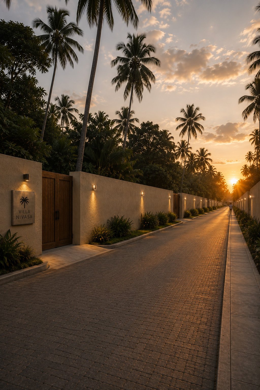 Estate Entrance at Sunset